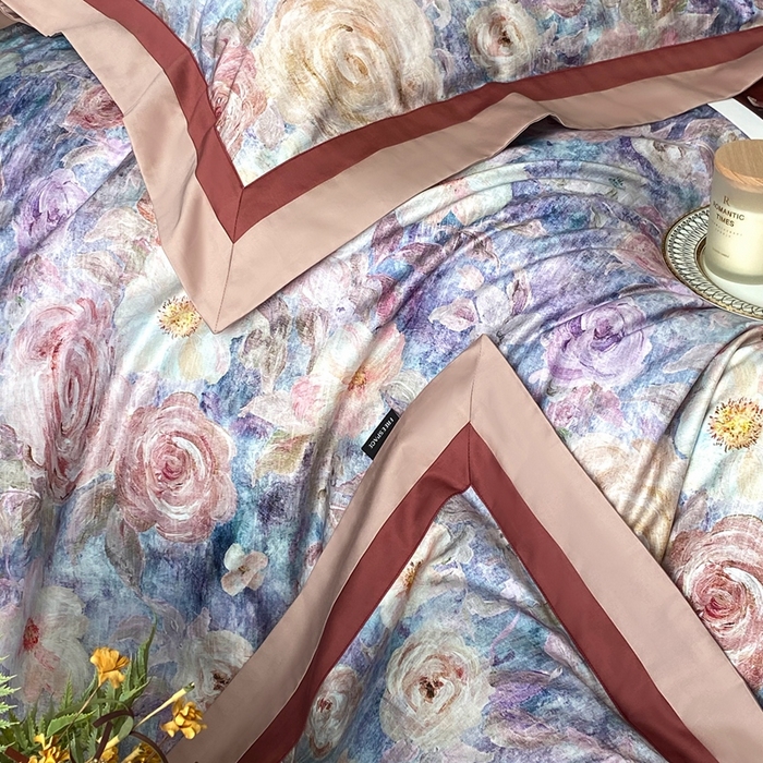 91家纺网 家纺一手货源 找家纺 南泉坊 2025新款长绒棉纯棉丝光工艺数码印花四件套 夏奇拉