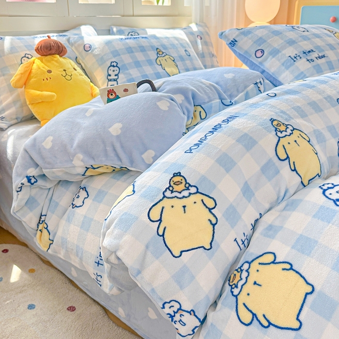 91家纺网 家纺一手货源 找家纺 （总）博雅 2025新款三丽鸥正版授权高克重牛奶绒小版四件套提供买家秀