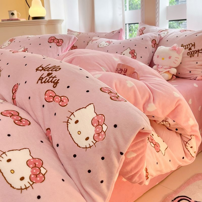 91家纺网 家纺一手货源 找家纺 （总）博雅 2025新款三丽鸥正版授权高克重牛奶绒小版四件套提供买家秀