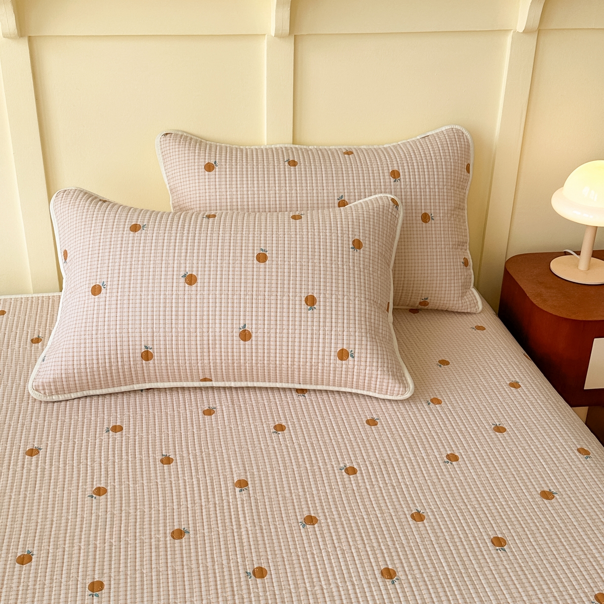 91家纺网 家纺一手货源 找家纺 寐居家纺 2025新款A类数码印花老粗布夹棉床盖 橘里橘气