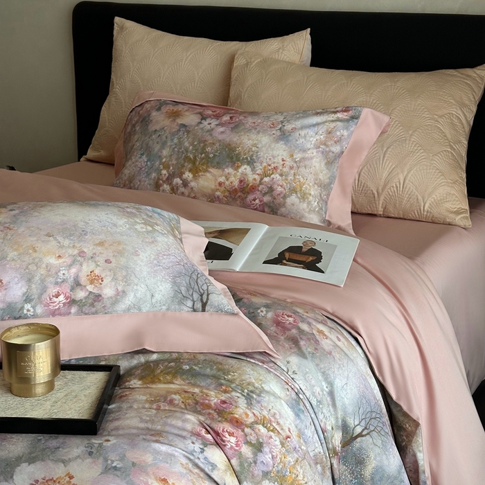 91家纺网 家纺一手货源 找家纺 （总）南泉坊 2025新款长绒棉纯棉丝光工艺数码印花四件套