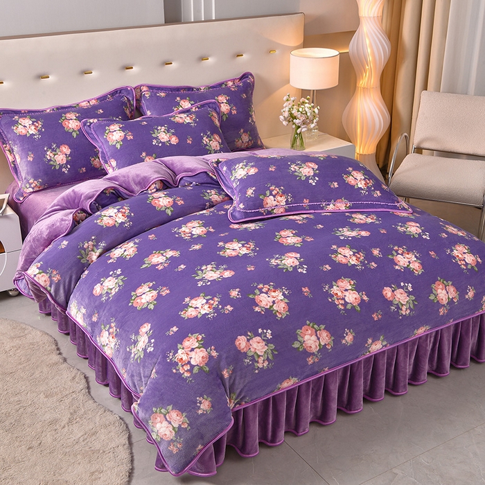 91家纺网 家纺一手货源 找家纺 (总)赛丽雅 2025新款牛奶绒床裙四件套8-9斤法莱绒直播爆款日产2万套