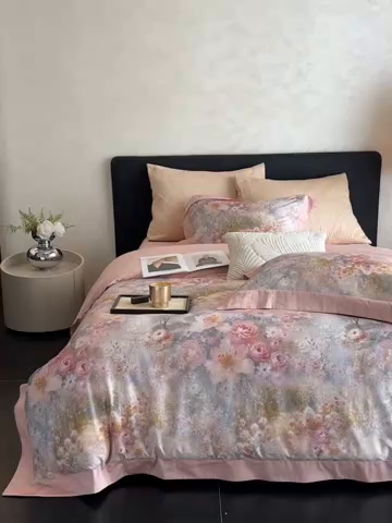 91家纺网 家纺一手货源 找家纺 （总）南泉坊 2025新款长绒棉纯棉丝光工艺数码印花四件套