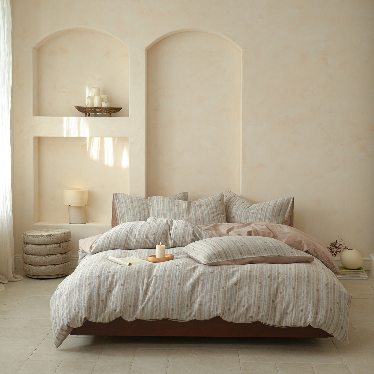 （总）寐居家纺 2025新款全棉A类60支水洗色织提花四件套