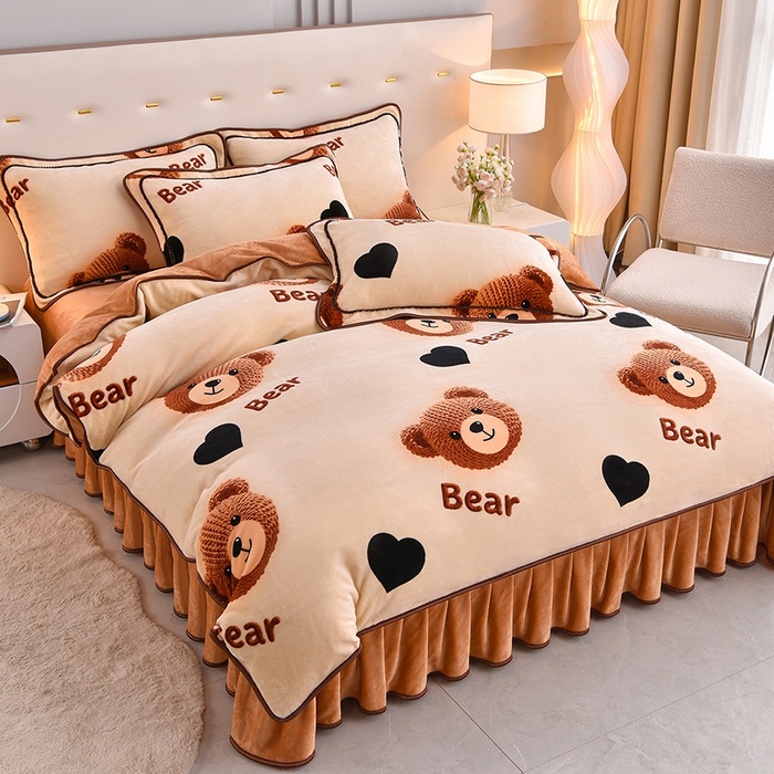 91家纺网 家纺一手货源 找家纺 (总)赛丽雅 2025新款牛奶绒床裙四件套8-9斤法莱绒直播爆款日产2万套