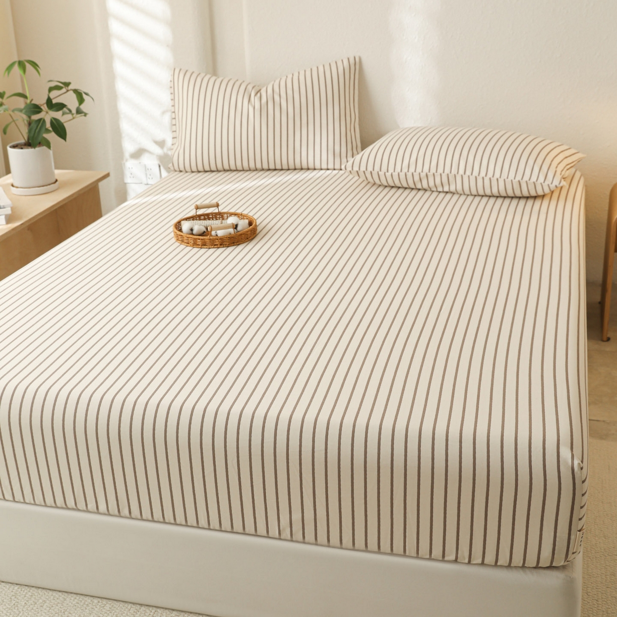 91家纺网 家纺一手货源 找家纺 简宜家居（朝初家纺） 2025新款纯棉全棉磨毛单床笠系列 线素-灰