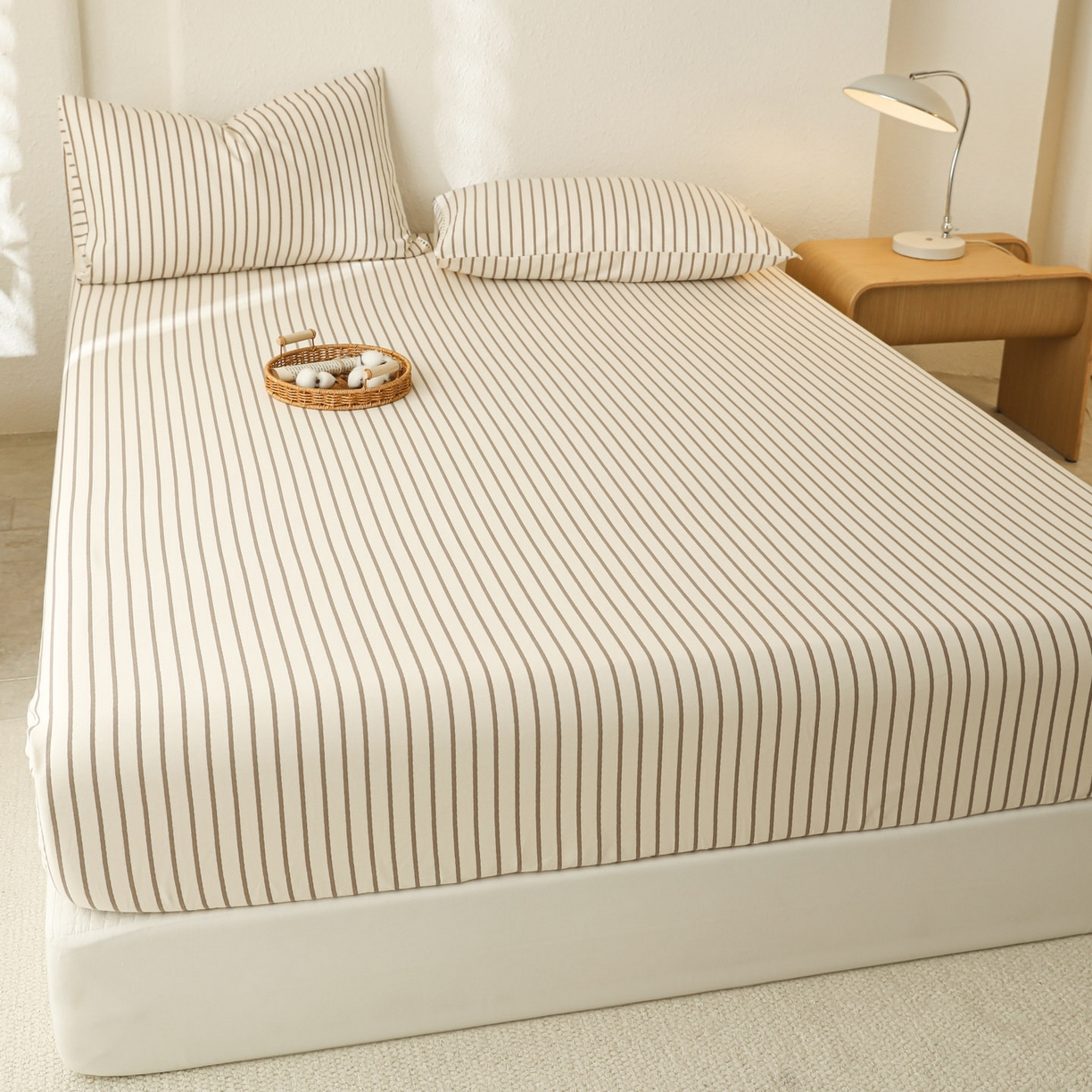 91家纺网 家纺一手货源 找家纺 简宜家居（朝初家纺） 2025新款纯棉全棉磨毛单床笠系列 线素-灰