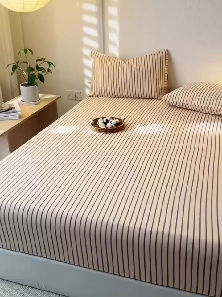 91家纺网 家纺一手货源 找家纺 简宜家居（朝初家纺） 2025新款纯棉全棉磨毛单床笠系列 线素-灰