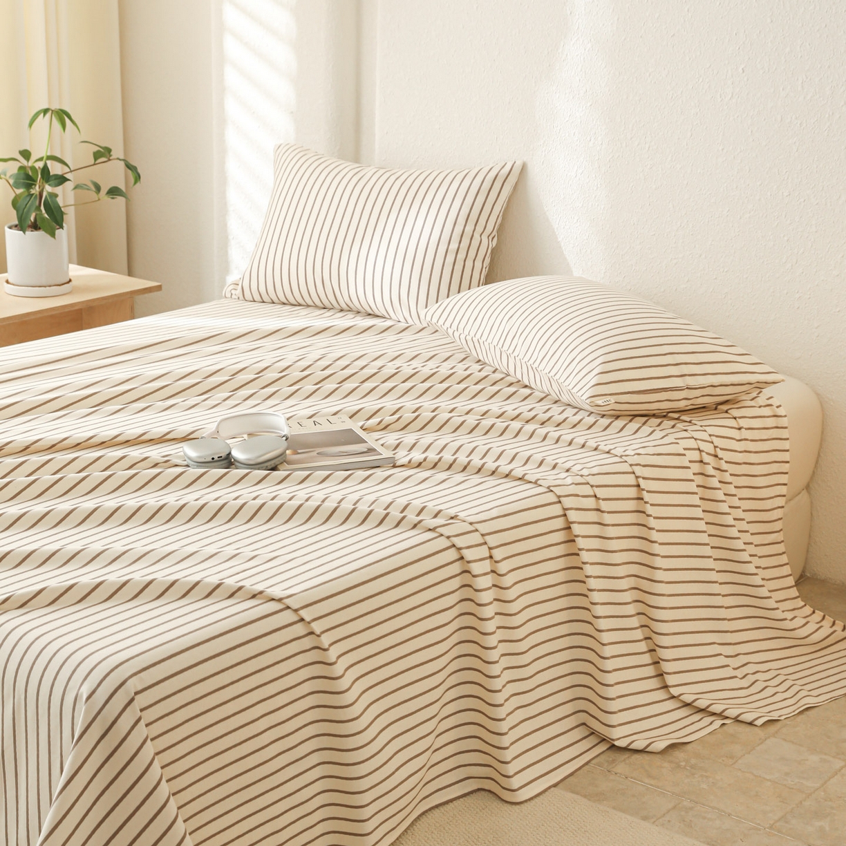 91家纺网 家纺一手货源 找家纺 简宜家居（朝初家纺） 2025新款纯棉全棉磨毛单床单系列 线素-灰