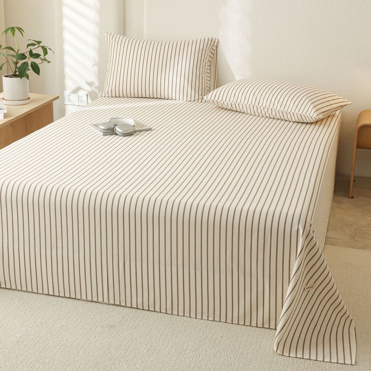 91家纺网 家纺一手货源 找家纺 简宜家居（朝初家纺） 2025新款纯棉全棉磨毛单床单系列 线素-灰