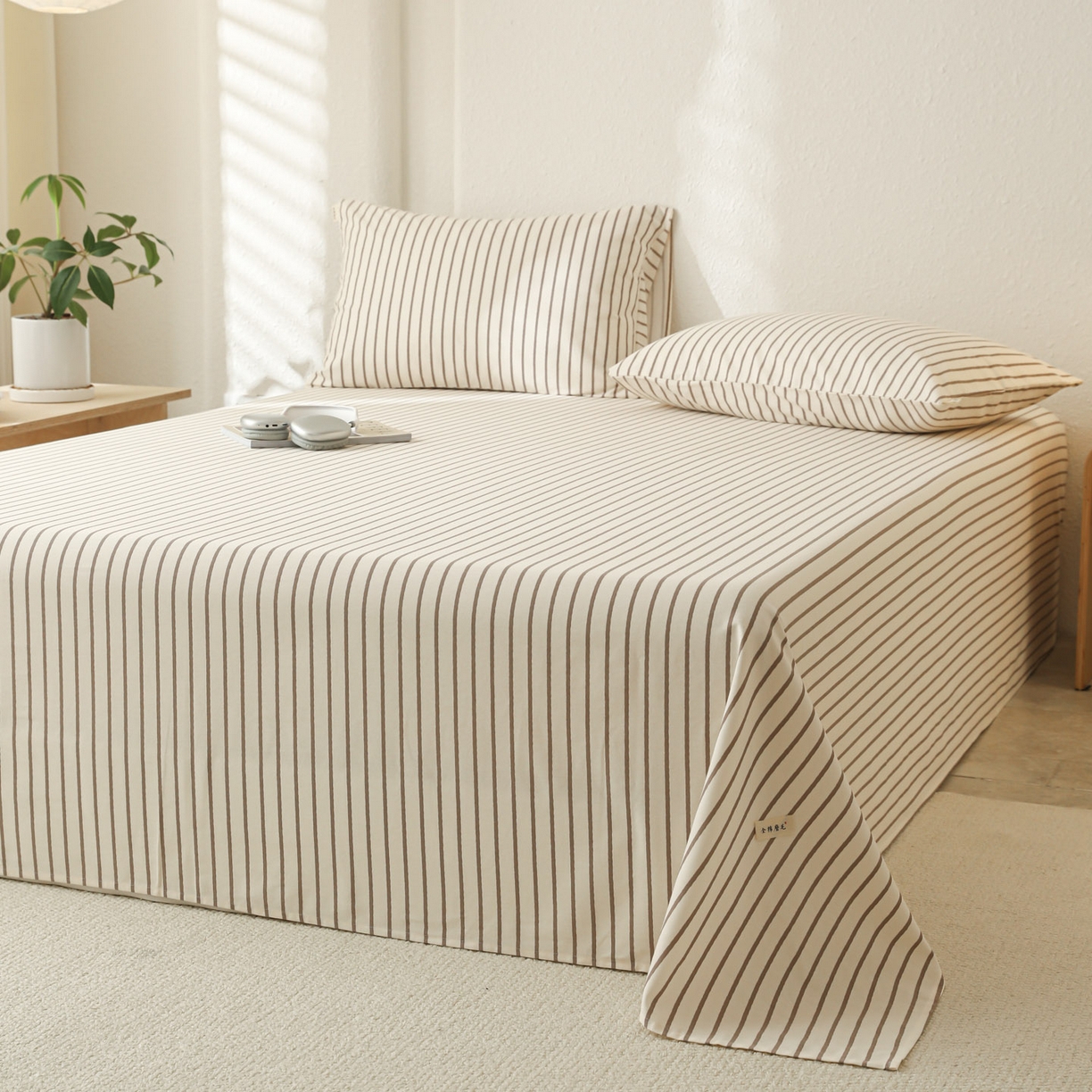 91家纺网 家纺一手货源 找家纺 简宜家居（朝初家纺） 2025新款纯棉全棉磨毛单床单系列 线素-灰