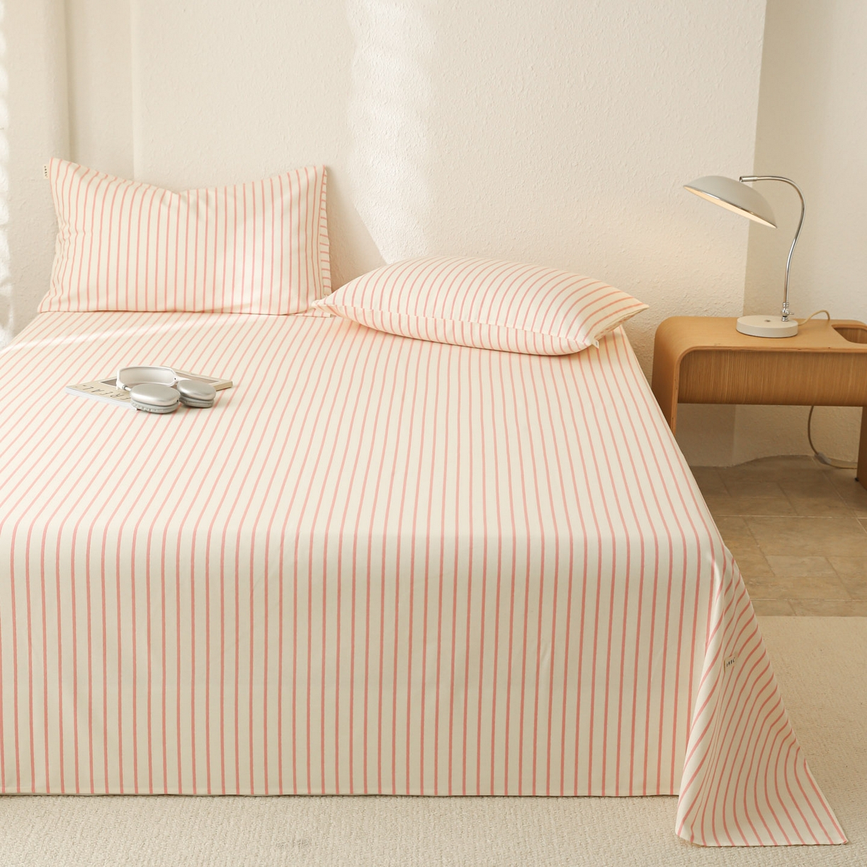 91家纺网 家纺一手货源 找家纺 简宜家居（朝初家纺） 2025新款纯棉全棉磨毛单床单系列 线素-粉