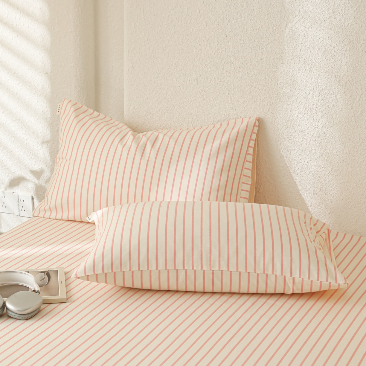 91家纺网 家纺一手货源 找家纺 简宜家居（朝初家纺） 2025新款纯棉全棉磨毛单床单系列 线素-粉