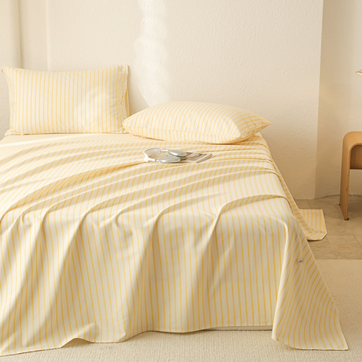 91家纺网 家纺一手货源 找家纺 简宜家居（朝初家纺） 2025新款纯棉全棉磨毛单床单系列 线素-黄