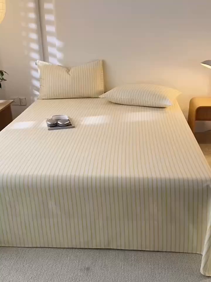 91家纺网 家纺一手货源 找家纺 简宜家居（朝初家纺） 2025新款纯棉全棉磨毛单床单系列 线素-黄