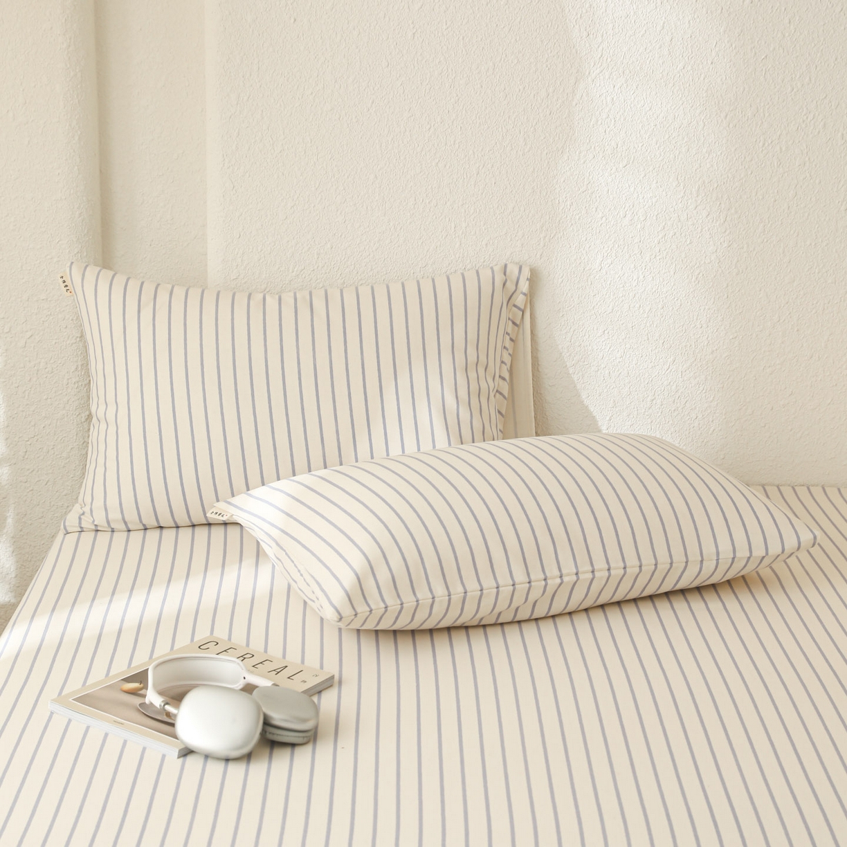 91家纺网 家纺一手货源 找家纺 简宜家居（朝初家纺） 2025新款纯棉全棉磨毛单床单系列 线素-蓝