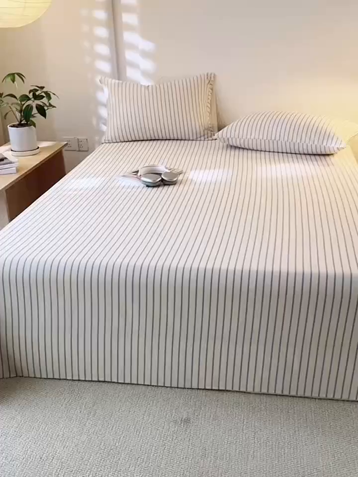 91家纺网 家纺一手货源 找家纺 简宜家居（朝初家纺） 2025新款纯棉全棉磨毛单床单系列 线素-蓝