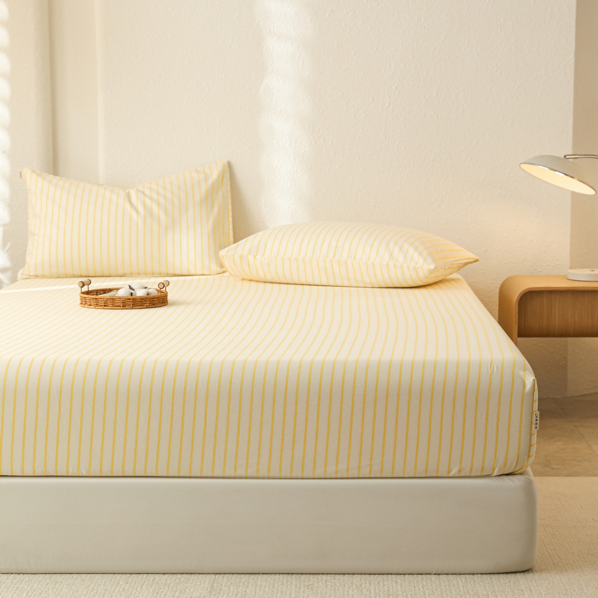 91家纺网 家纺一手货源 找家纺 简宜家居（朝初家纺） 2025新款纯棉全棉磨毛单床笠系列 线素-黄