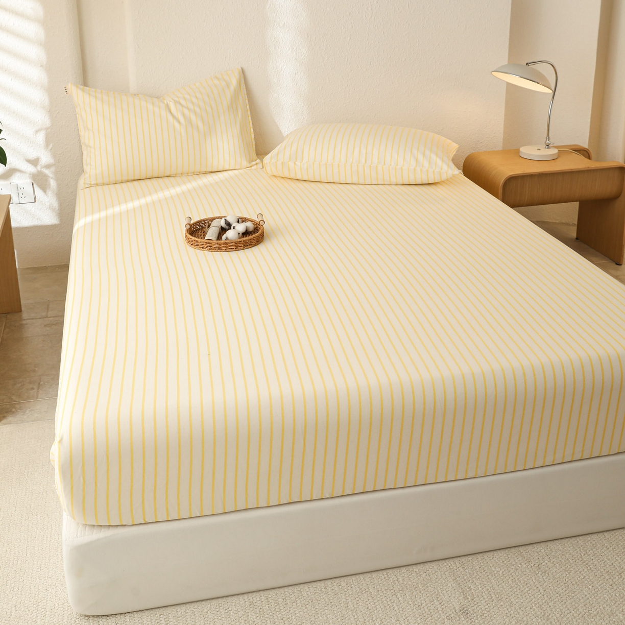 91家纺网 家纺一手货源 找家纺 简宜家居（朝初家纺） 2025新款纯棉全棉磨毛单床笠系列 线素-黄