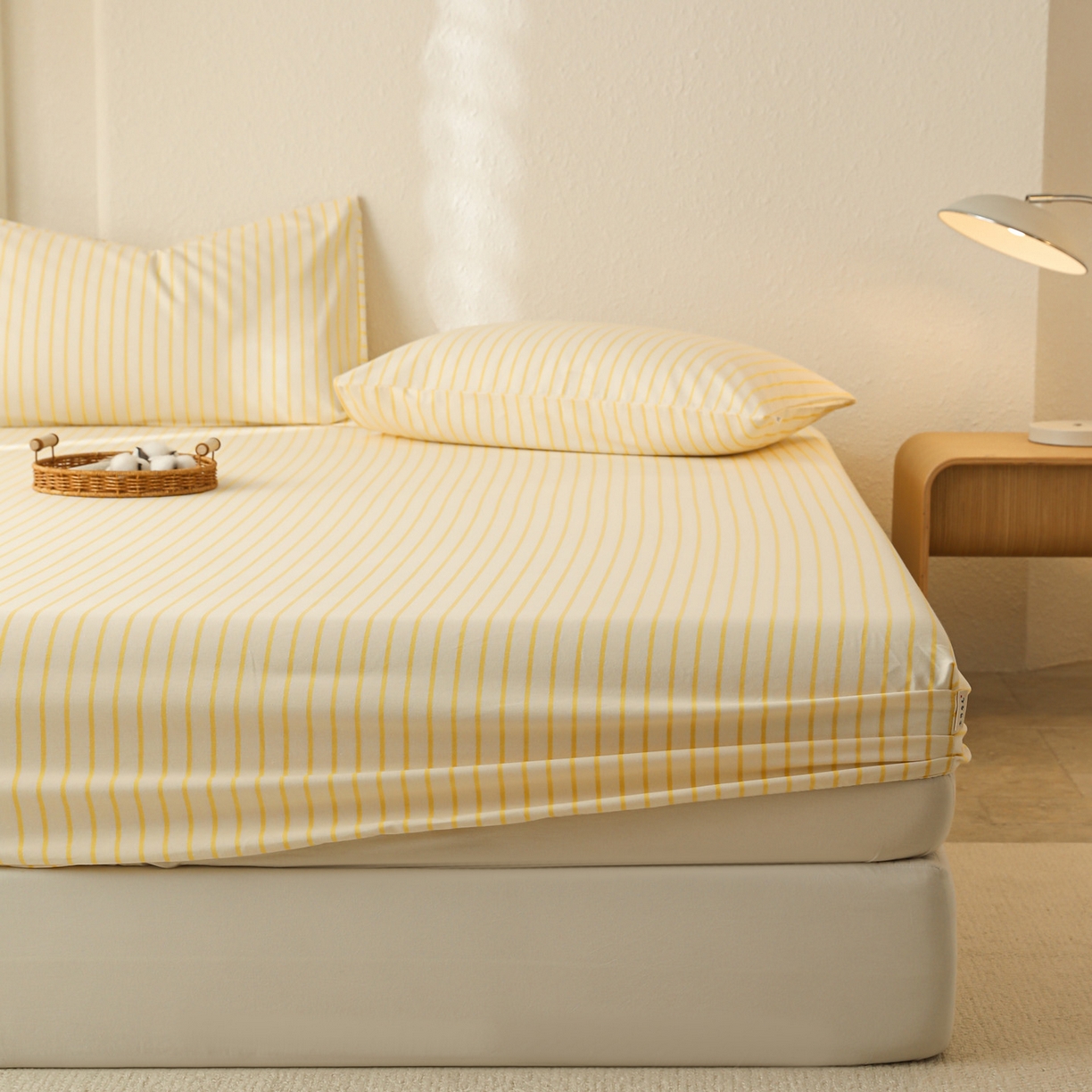 91家纺网 家纺一手货源 找家纺 简宜家居（朝初家纺） 2025新款纯棉全棉磨毛单床笠系列 线素-黄