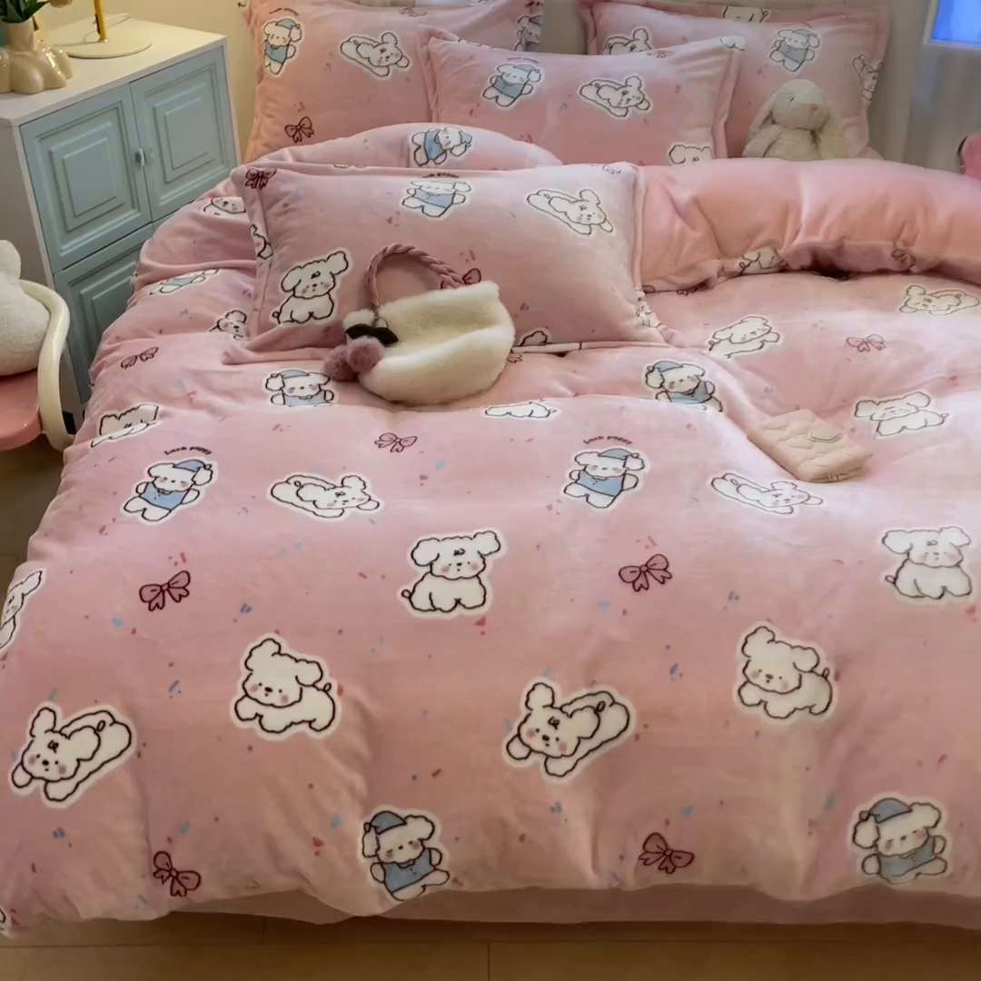 91家纺网 家纺一手货源 找家纺 （总）川悦生活 2025新款高克重牛奶绒四件套-系列二