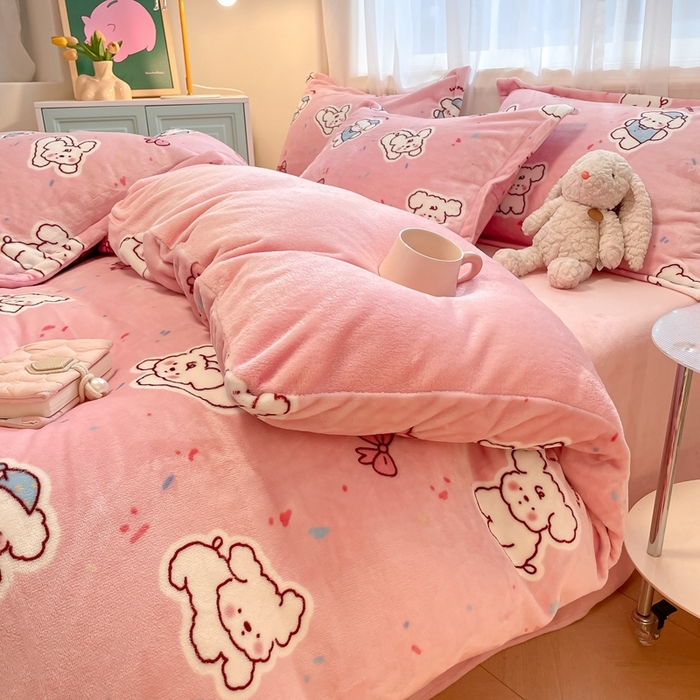 91家纺网 家纺一手货源 找家纺 （总）川悦生活 2024爆款13372纯棉全棉卡通小清新四件套学生宿舍三件套