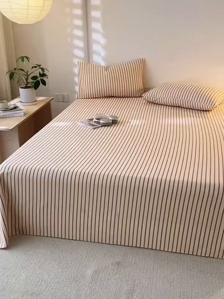 91家纺网 家纺一手货源 找家纺 简宜家居（朝初家纺） 2025新款纯棉全棉磨毛单床单系列 线素-浅紫