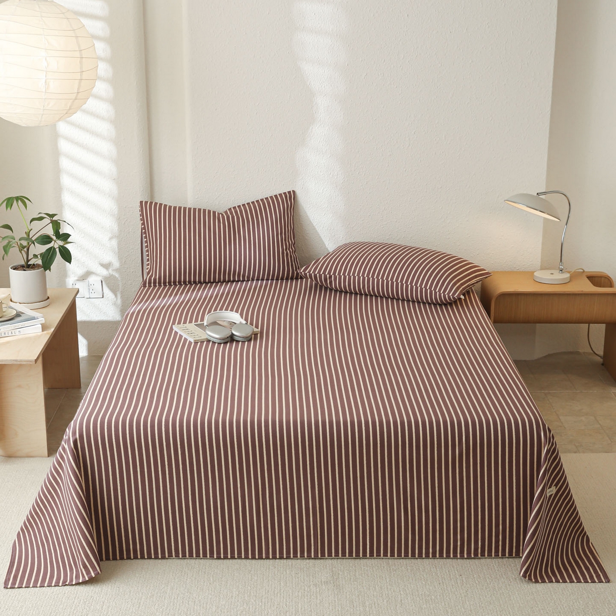 91家纺网 家纺一手货源 找家纺 简宜家居（朝初家纺） 2025新款纯棉全棉磨毛单床单系列 线素-微醺紫