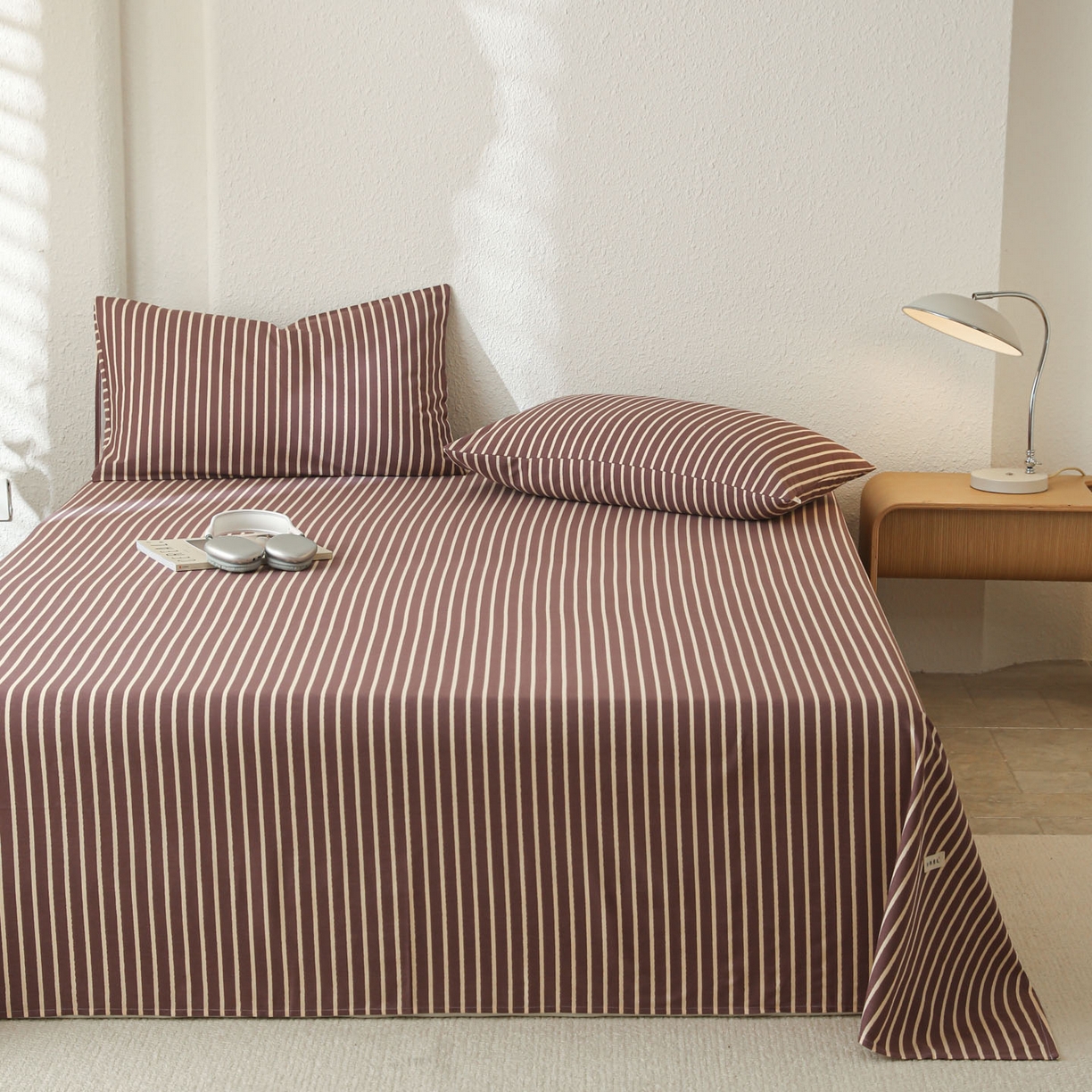 91家纺网 家纺一手货源 找家纺 简宜家居（朝初家纺） 2025新款纯棉全棉磨毛单床单系列 线素-微醺紫