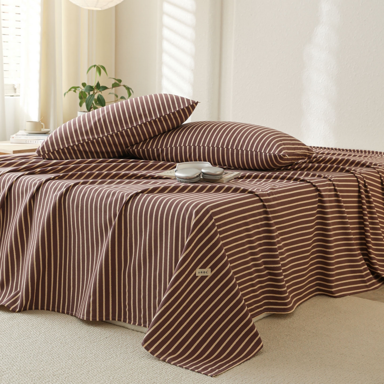 91家纺网 家纺一手货源 找家纺 简宜家居（朝初家纺） 2025新款纯棉全棉磨毛单床单系列 线素-微醺紫