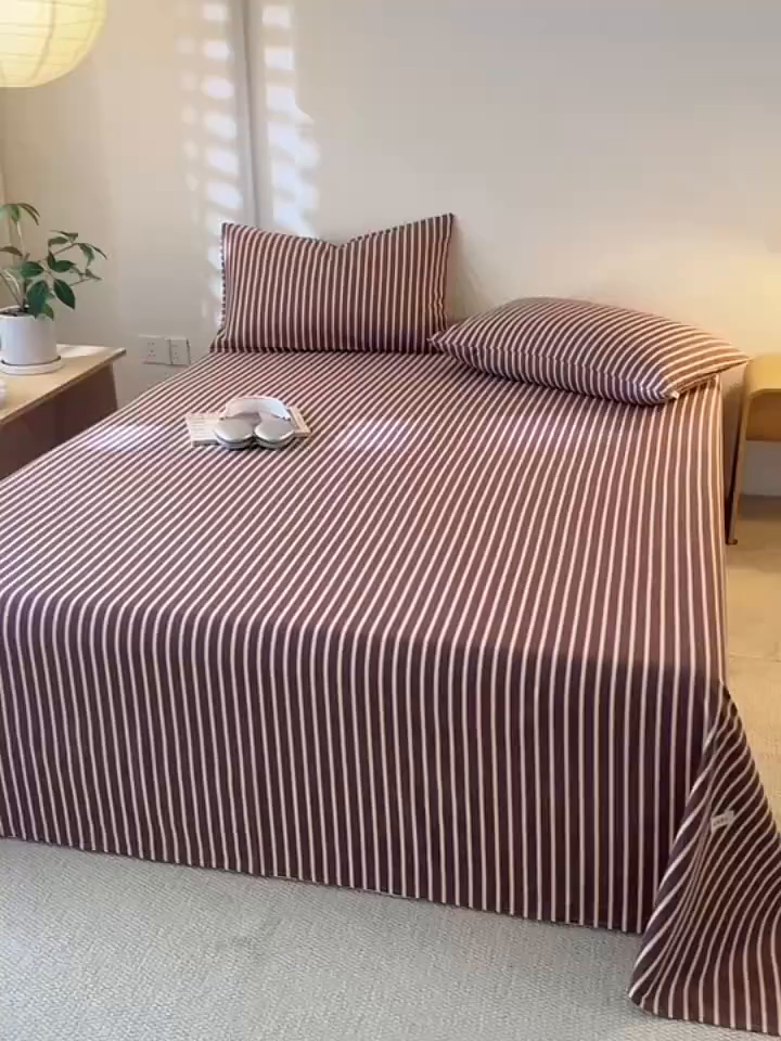 91家纺网 家纺一手货源 找家纺 简宜家居（朝初家纺） 2025新款纯棉全棉磨毛单床单系列 线素-微醺紫