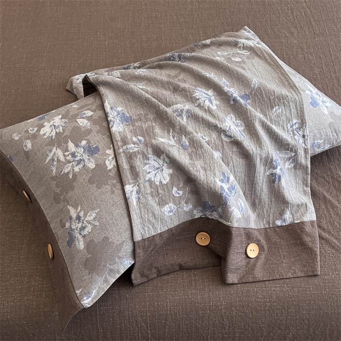 梦舒羽 2025新款原麻纽扣枕套宿舍单只枕芯套枕头套一对装枕芯内胆套 漫步花丛-蓝