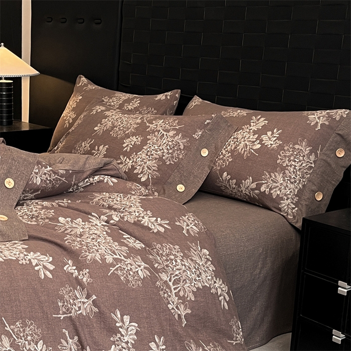 91家纺网 家纺一手货源 找家纺 梦舒羽 2025新款原麻纽扣枕套宿舍单只枕芯套枕头套一对装枕芯内胆套 秋意浓