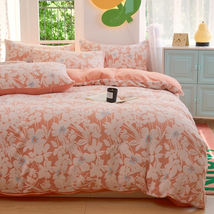 91家纺网 家纺一手货源 找家纺 菡宝 【第一批】2025雕花绒牛奶绒四件套-邦尼兔-支持定做定制尺寸 笙如夏花粉