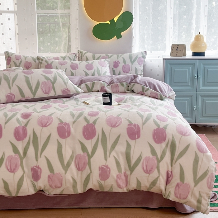 91家纺网 家纺一手货源 找家纺 菡宝 【第一批】2025雕花绒牛奶绒四件套-邦尼兔-支持定做定制尺寸 郁金花香紫