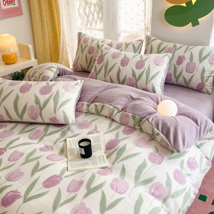 91家纺网 家纺一手货源 找家纺 菡宝 【第一批】2025雕花绒牛奶绒四件套-邦尼兔-支持定做定制尺寸 郁金花香紫