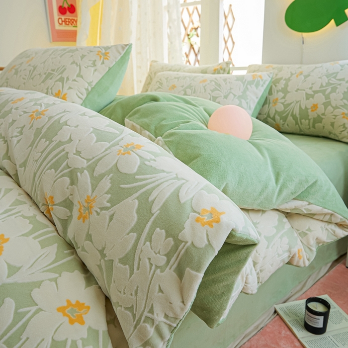 91家纺网 家纺一手货源 找家纺 （总）菡宝 【第一批】2025雕花绒牛奶绒四件套-邦尼兔-支持定做定制尺寸