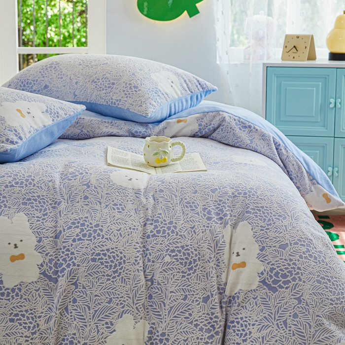 91家纺网 家纺一手货源 找家纺 菡宝 【第一批】2025雕花绒牛奶绒四件套-邦尼兔-支持定做定制尺寸 邦尼兔蓝