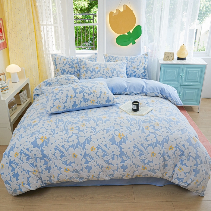 91家纺网 家纺一手货源 找家纺 菡宝 【第一批】2025雕花绒牛奶绒四件套-邦尼兔-支持定做定制尺寸 笙如夏花蓝