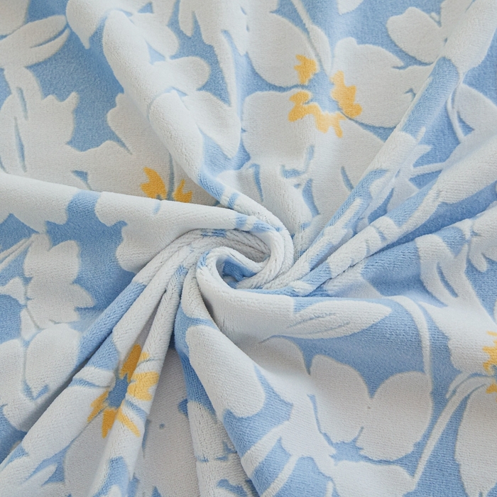 91家纺网 家纺一手货源 找家纺 菡宝 【第一批】2025雕花绒牛奶绒四件套-邦尼兔-支持定做定制尺寸 笙如夏花蓝