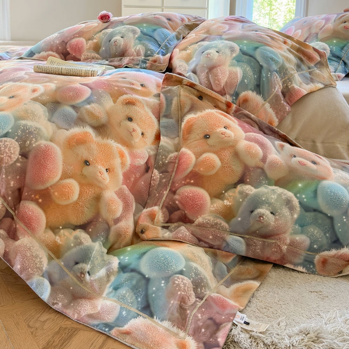 91家纺网 家纺一手货源 找家纺 7V 2025新款纯棉加绒四件套 彩虹软糖