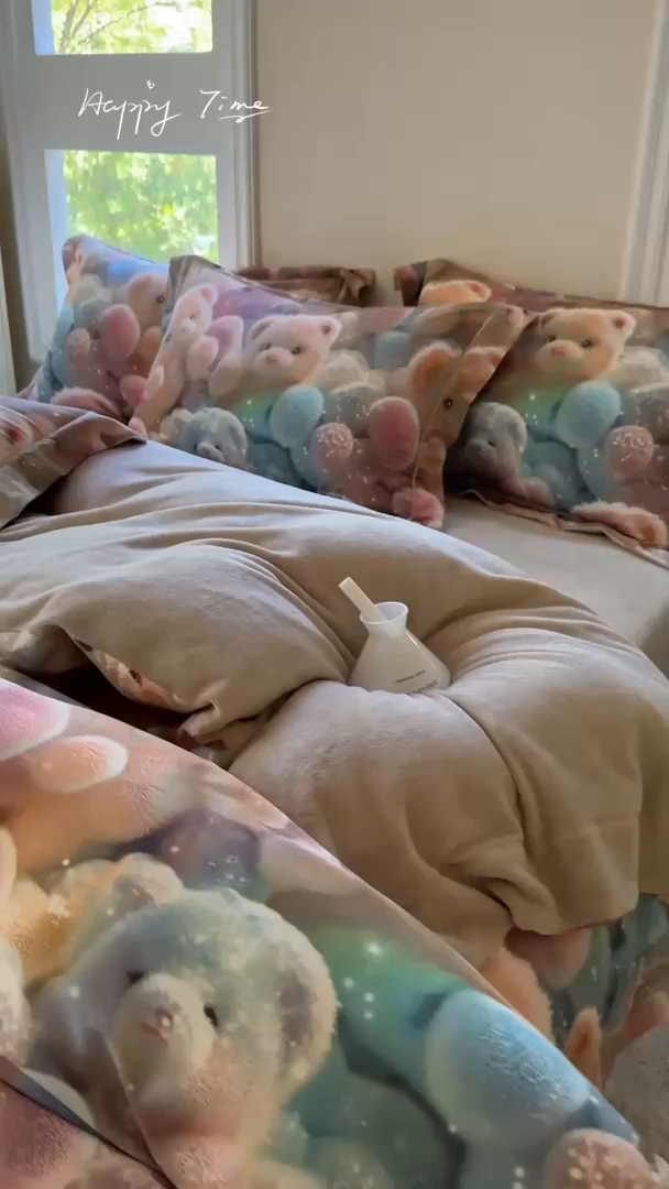 91家纺网 家纺一手货源 找家纺 7V 2025新款纯棉加绒四件套 彩虹软糖