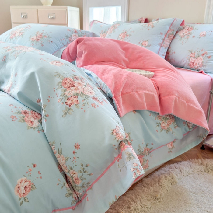 91家纺网 家纺一手货源 找家纺 7V 2025新款纯棉加绒四件套 花之茵