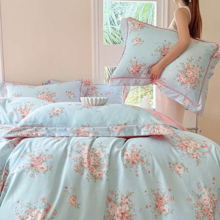 91家纺网 家纺一手货源 找家纺 7V 2025新款纯棉加绒四件套 花之茵