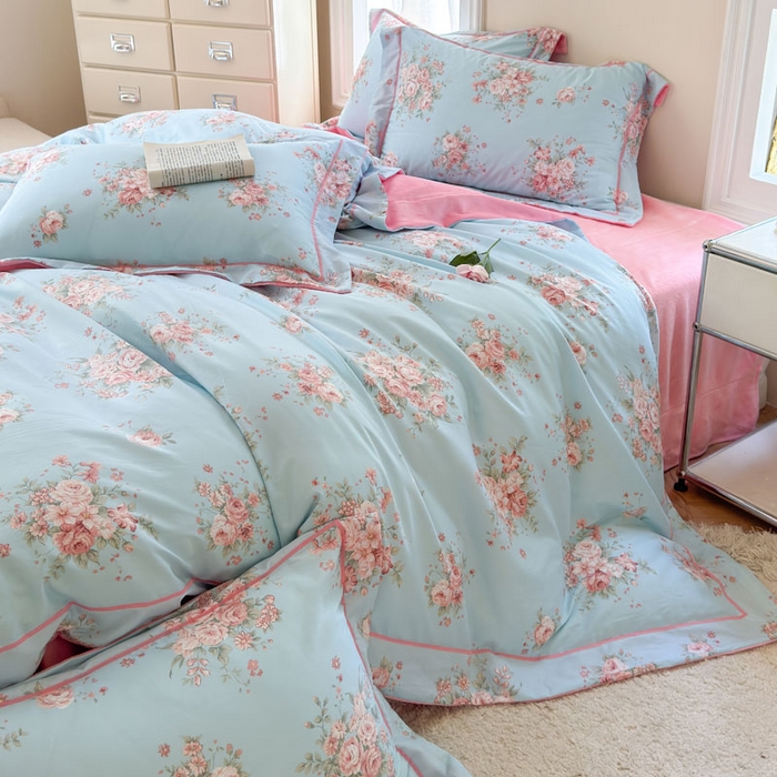 91家纺网 家纺一手货源 找家纺 7V 2025新款纯棉加绒四件套 花之茵