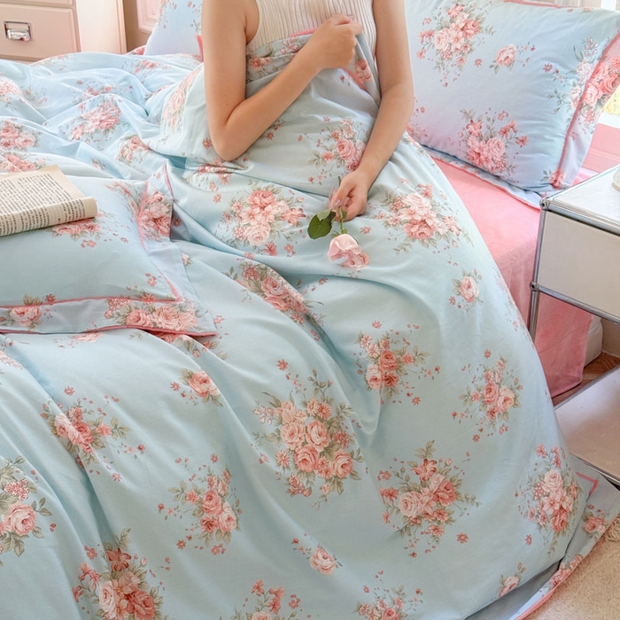 91家纺网 家纺一手货源 找家纺 7V 2025新款纯棉加绒四件套 花之茵