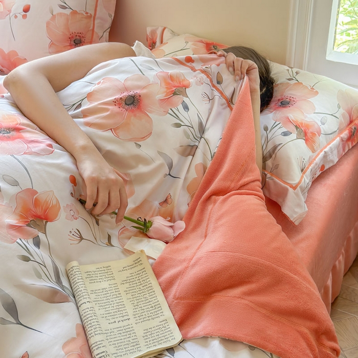 91家纺网 家纺一手货源 找家纺 7V 2025新款纯棉加绒四件套 华丽绽放