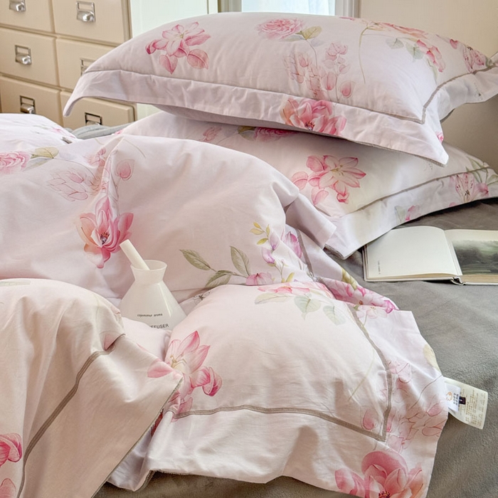 91家纺网 家纺一手货源 找家纺 7V 2025新款纯棉加绒四件套 兰馨