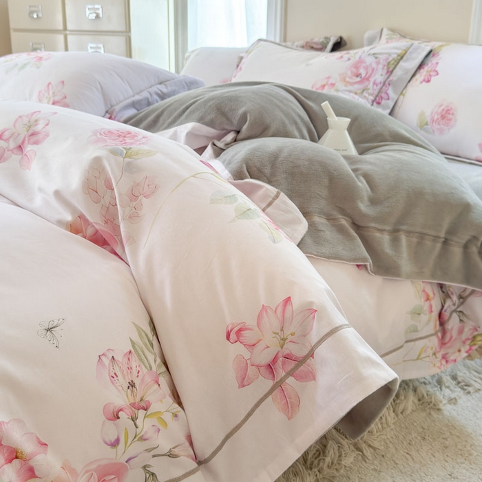 91家纺网 家纺一手货源 找家纺 7V 2025新款纯棉加绒四件套 兰馨