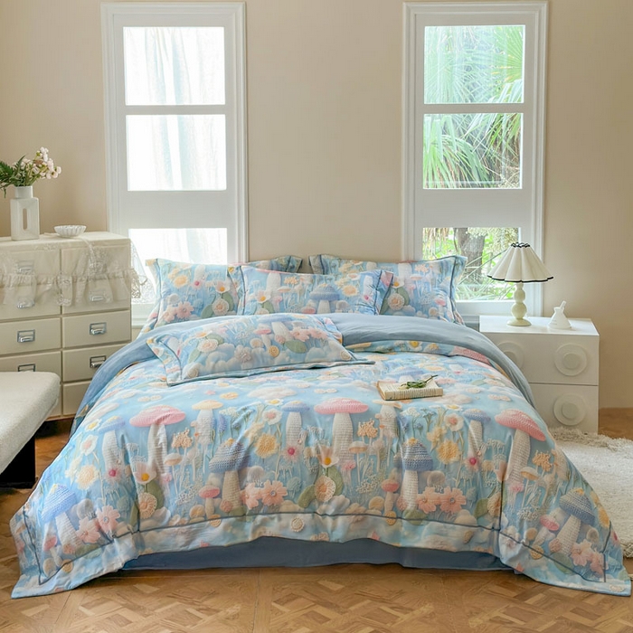 7V 2025新款纯棉加绒四件套 马卡龙-蓝